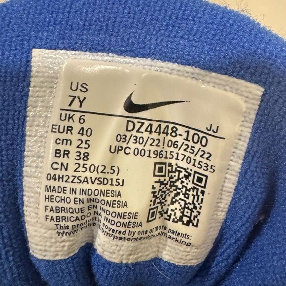 Nike Air Speed Turf DZ4448-100 Youth Sneakers — Size 7Y Blue/Yellow (Used) - Picture 6 of 6